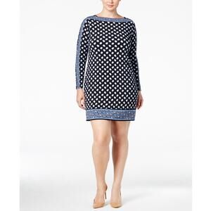 MICHAEL Michael Kors Womens Sheath Dress Medium Black Blue Paisley Long Sleeve